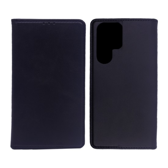 CAPA DE COURO COM BOLSO INTERNO PARA SAMSUNG GALAXY S24 ULTRA PRETO